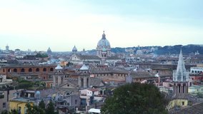 View of roofs of Rome from Villa Borghese, selective focus