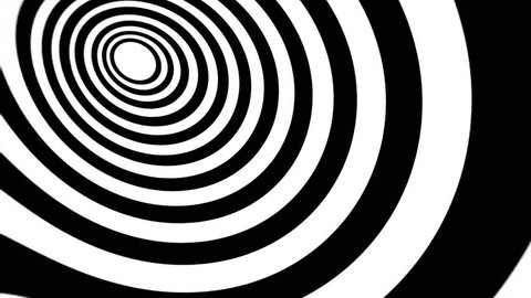 An animated spiral (eye shape), slow rotation. Black and white. Seamless loop.
