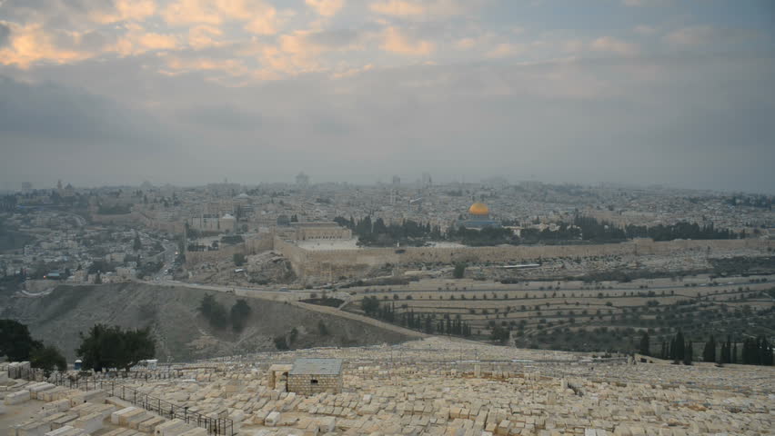 Dome of the Rock as viewed from the Mount of Olives, Jerusalem, Israel.