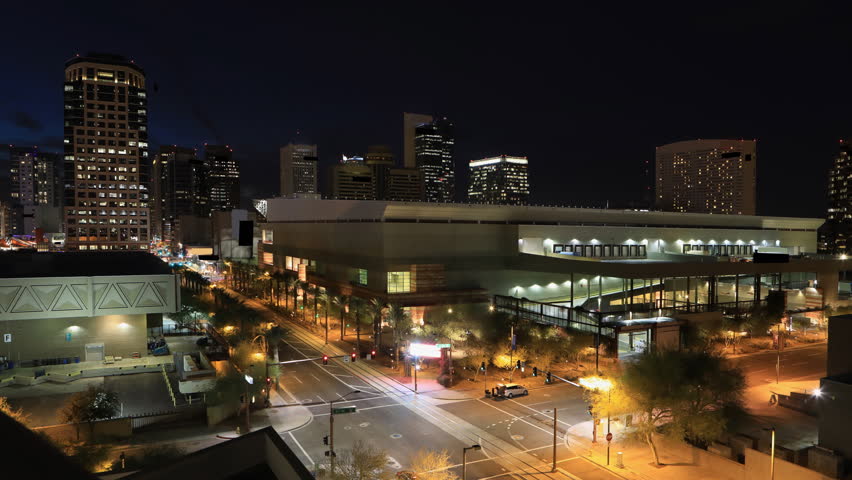 4K UltraHD Timelapse at night of Phoenix city center 
