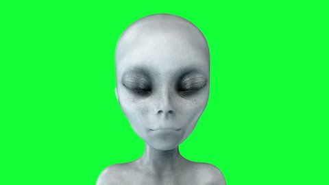 alien opens eyes. UFO concept. green screen 4k animation.