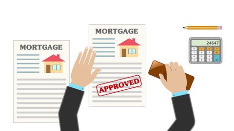 Real estate mortgage approved loan document as concept. 4K UHD video animation seamless loop.