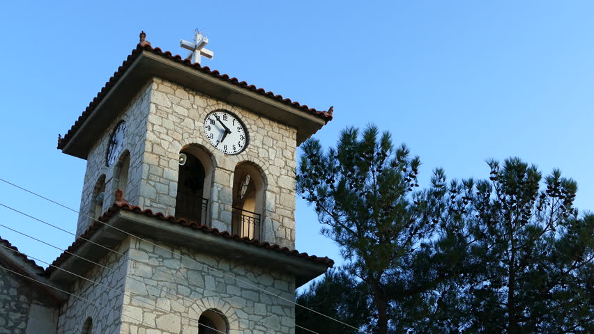 Tower of the Agios Vassilios church in Paralio Astros Greece