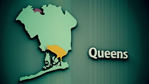 4K Queens Map Shape with Matte 3D Animation