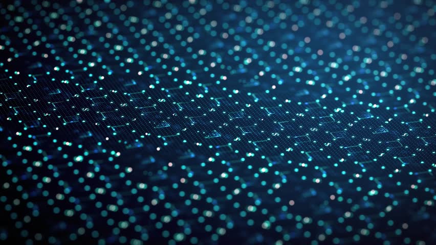 Loopable abstract digital technology background made of particles and small animated arrow. 3d render with depth of field Royalty-Free Stock Footage #23446246