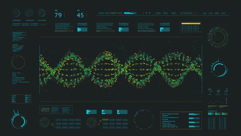 Futuristic DNA User Interface with Alpha channel is included for Luma mate.
FX Screen element for 3D artists and motion designers.
Includes matte for compositing over footage or abstract background