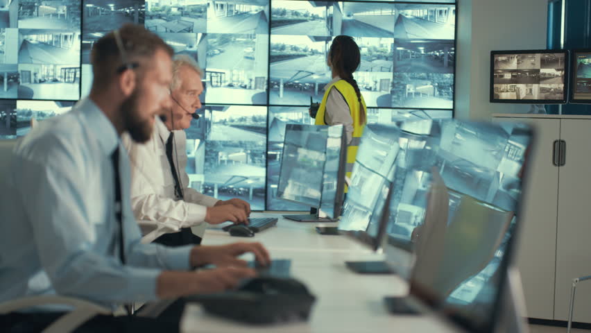 4k Security Surveillance Team Working Stock Footage Video (100% Royalty ...