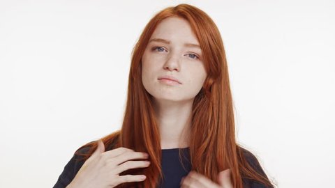 Young Charming Ginger Teenage Girl Wearing Stock Footage Video (100%