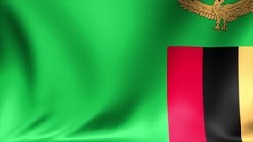 Zambia Flag. Background Seamless Looping Animation. 4K High Definition Video.