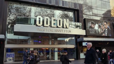 LONDON, ENGLAND - DECEMBER 19: Famous Odeon Cinema at Leicester Square - the place for London film premieres in Leicester Square