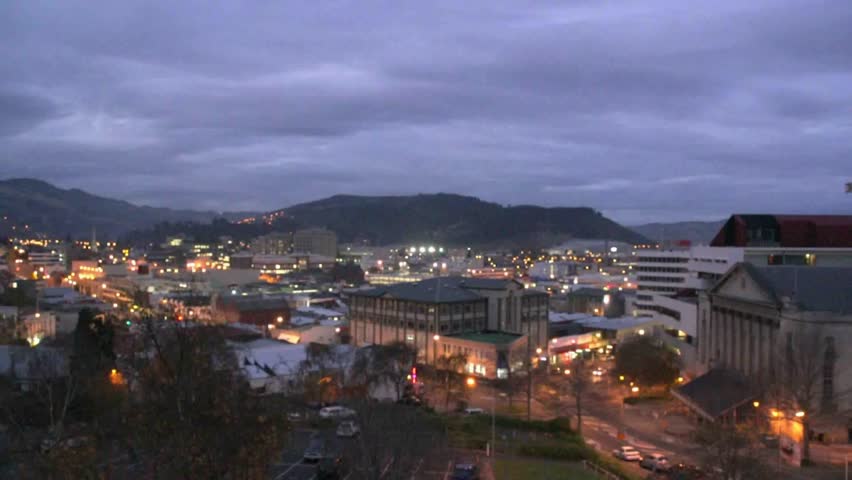 view over Dunedin city at Dusk