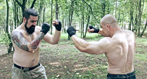 muscular men wrestling fighter Stock Footage Video (100% Royalty-free