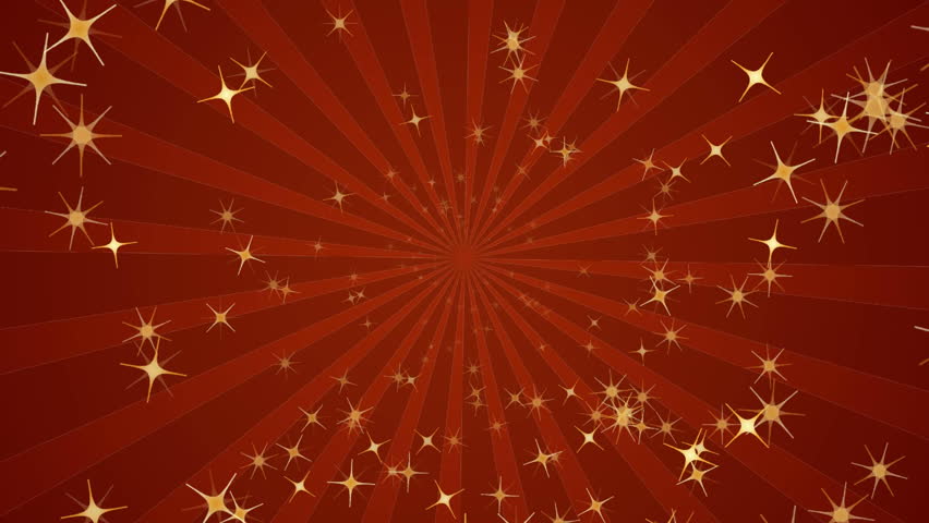 Infinite loop of golden sparks over red background, HD CG animation
