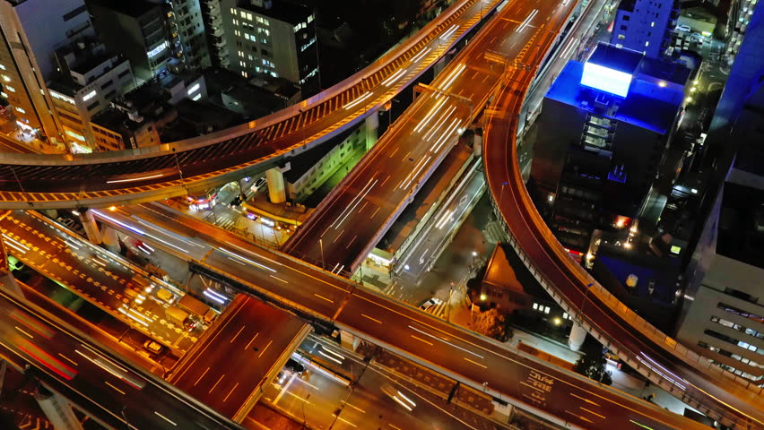 Aerial view of layered traffic junction in Osaka city
 | Shutterstock HD Video #23492581