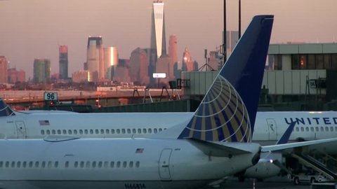 Newark, New Jersey, USA - October 3, 2016: A United flight leaves the gate on the same day when a female passenger was moved from her seat because of religious beliefs of a male passenger next to her.