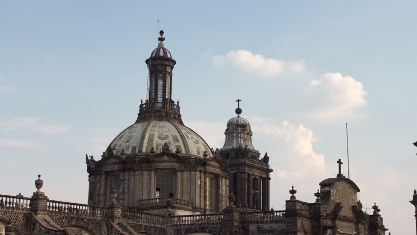 time-lapse of the main cathedral in mexico city, (located on the zocalo)
