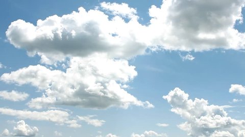 White Clouds & Blue Sky, Flight over horizon, loop-able, day, Full HD, 1920x1080.