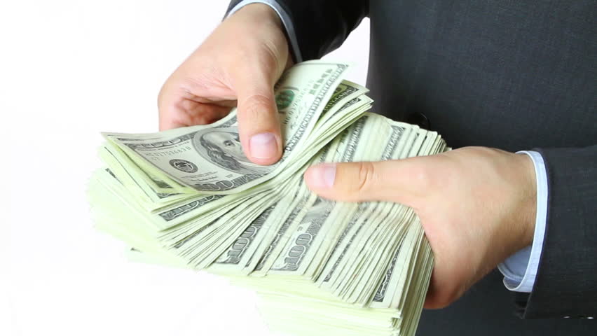 Businessman Holding Money in Hands. Stock Footage Video 