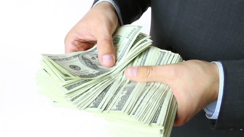 Businessman Holding Money in Hands. Stock Footage Video