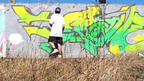 Urban culture. Street art. Graffiti process video