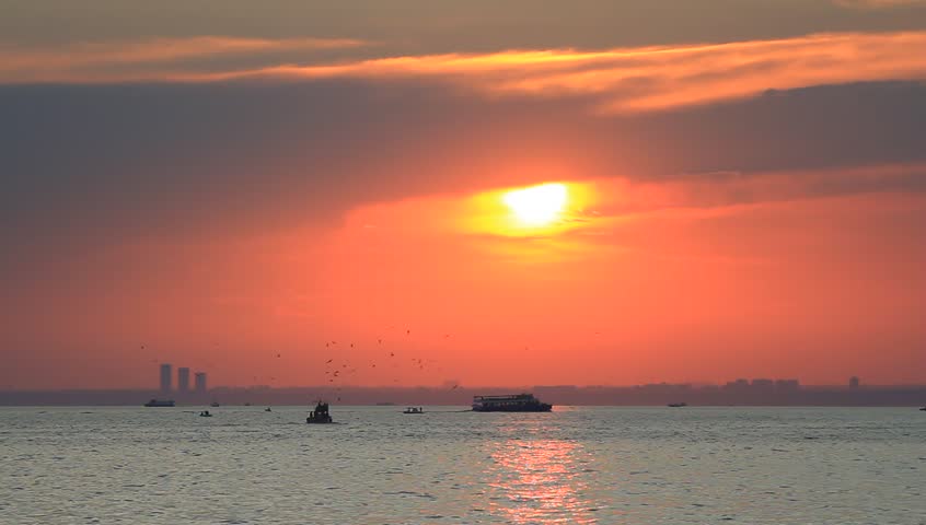 Marmara sea on sunset 
