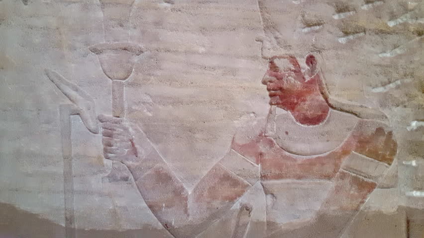 GERMANY - CIRCA MARCH 2016 - Ancient Egyptian hieroglyphics, old writing system, close up, Berlin, Germany