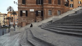 View to the Spanish Steps and the buildings around in Rome, selective focus video