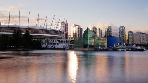 Day to Night Time Lapse of Vancouver BC Place Condos and Edgewater Casino