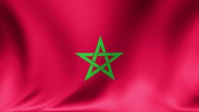 Morocco Flag. Background Seamless Looping Animation. 4K High Definition Video.