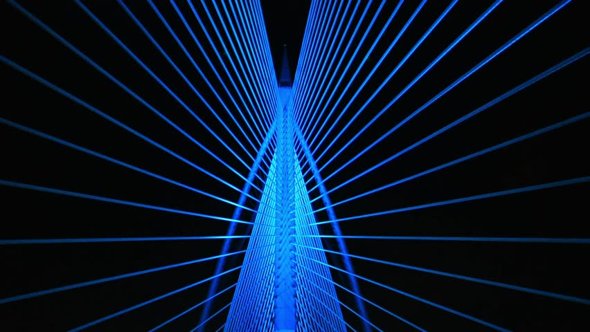 Fast forward footage of color changing Seri Wawasan Bridge located at Putrajaya, Malaysia