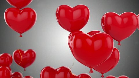 Floating red hearts on grey background animation for Valentine's day 