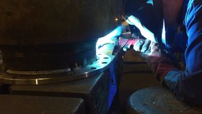 Welder working. Industrial video. 