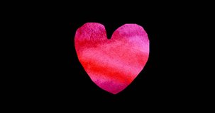 3d animation 4k. Red glowing heart. Glowing object.Pink light. A big heart.