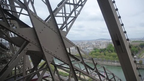 Moving Eiffel Tower Lift, Elevator Eiffel tower, Paris, France