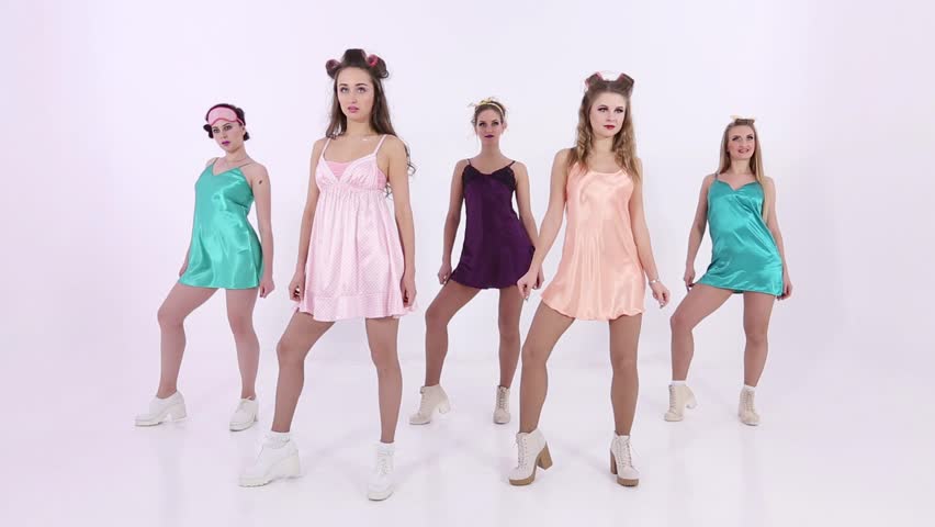 Girls Dancing In White Background