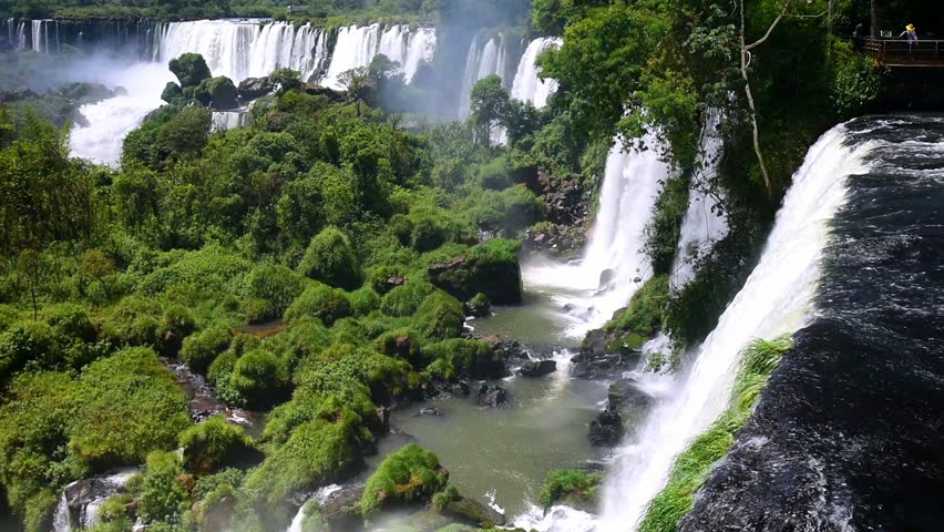 many small waterfalls in the park