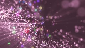 Background Purple with Rays. Space with the pink particles and waves. Loop Background Animation.