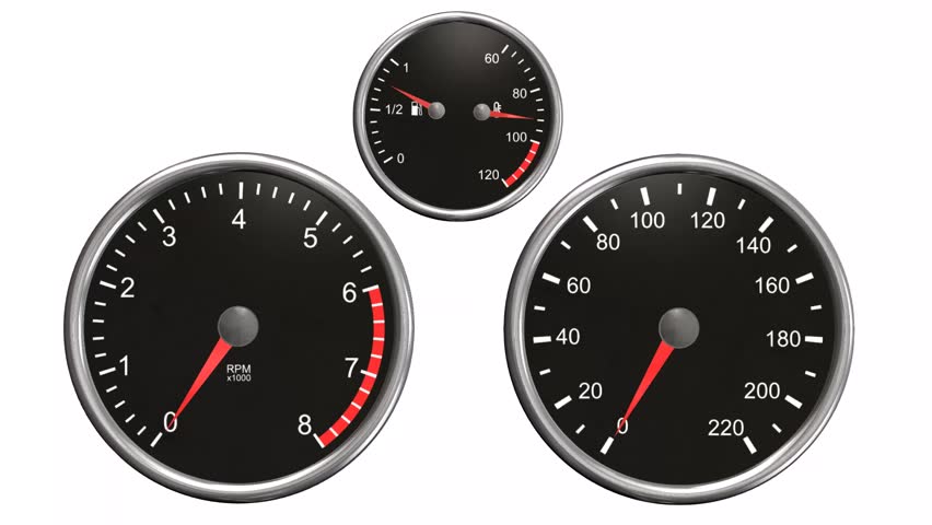 Tachometer and speedometer moving animation