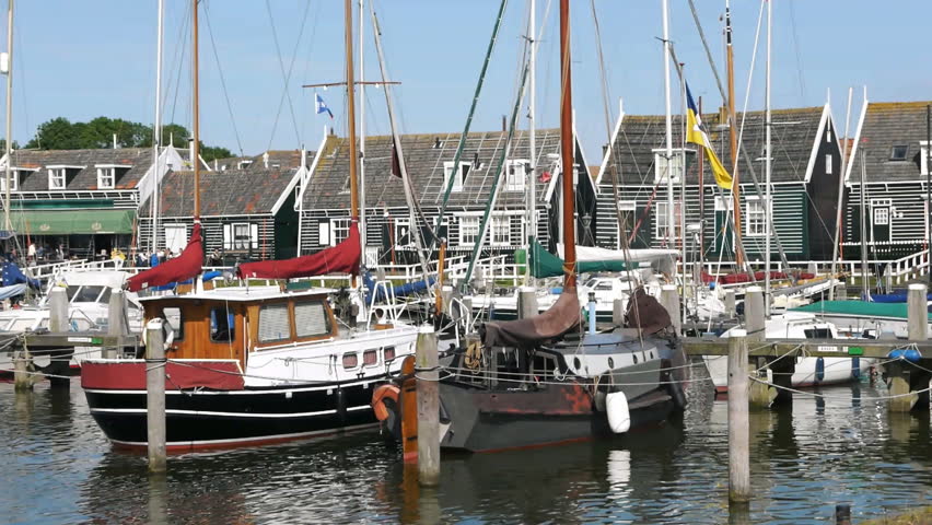 The harbor of in Marken in the Netherlands.