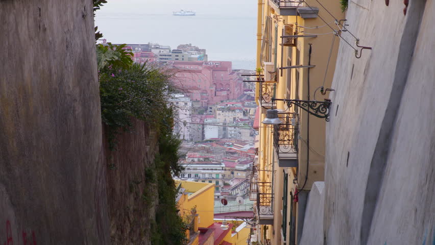 Narrow streets and alleys of Naples, Italy. Royalty-Free Stock Footage #23580919