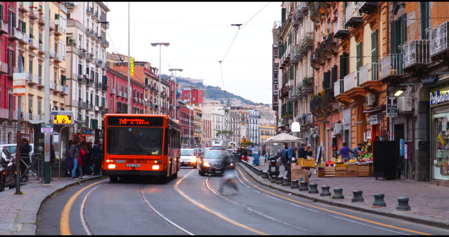 Time lapse of evening traffic in Naples, Italy. Royalty-Free Stock Footage #23581456