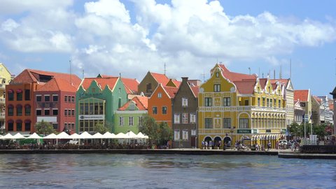 Caribbean city scape. Colorful buildings - October 2016. Willemstad downtown, Curacao