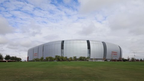 GLENDALE, ARIZONA/UNITED STATES- JANUARY 30,2017: 4K UltraHD View of University of Phoenix Stadium, Glendale [Glendale] Opened in 2006, it houses the Arizona Cardinals of the National Football League
