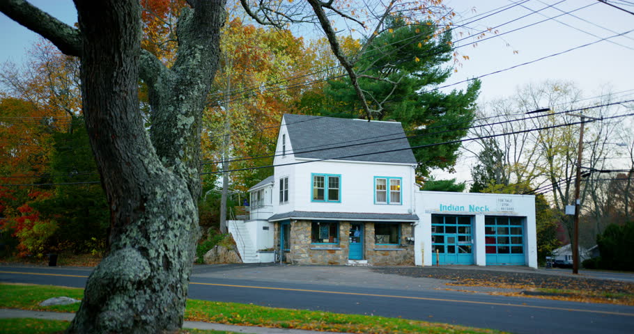 Old run down gas station for sale in Branford, Connecticut.