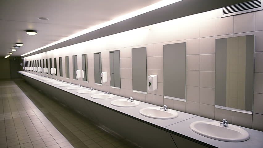 Public Empty Restroom With Washstands Stock Footage Video 100 Royalty