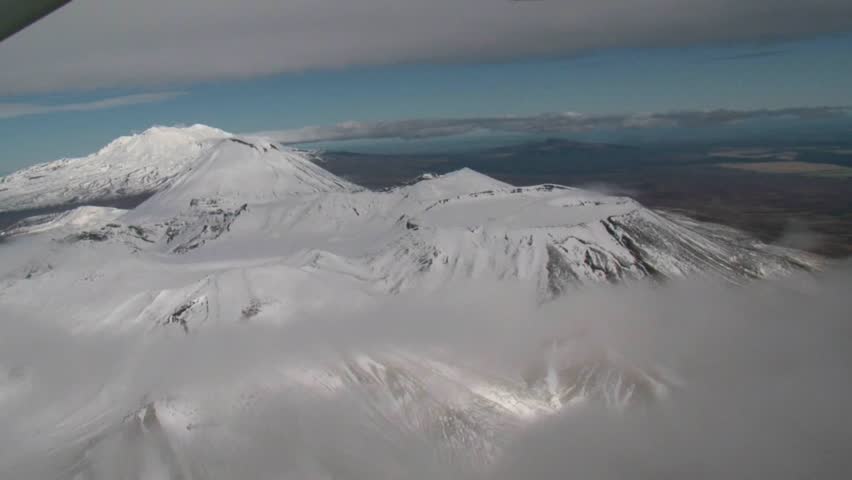 Tongariro National park, New Zealand, August 2011 a scenic flight over the Togariro the oldest national park in New Zealand which encircles the volcanoes of Tongariro, Ngauruhoe and Ruapehu. 