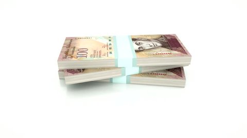 Piles of Venezuela money isolated on white background with alpha mask included