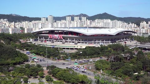 Seoul, Korea - August 26, 2016: Seoul World Cup Stadium, or Sangam Stadium. It is located in Mapo-gu and it is the second largest stadium in South Korea. It was built for 2002 FIFA World cup.