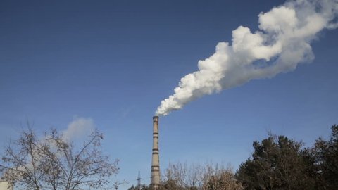 Smoke from factory chimneys. Full hd video