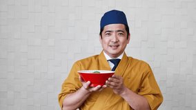 Japanese Ramen chef in Okinawa, Japan.
